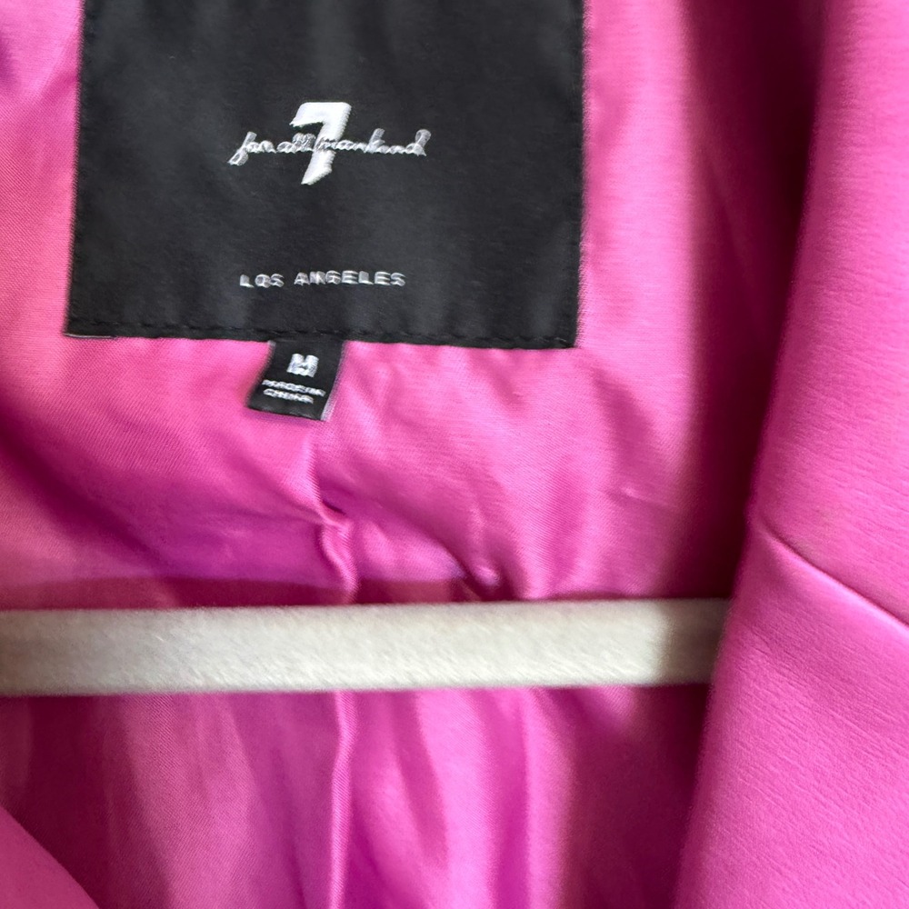 7 For All Mankind Blazer Cropped Faux Leather Med Hot Pink Excellent Coat - Picture 4 of 6